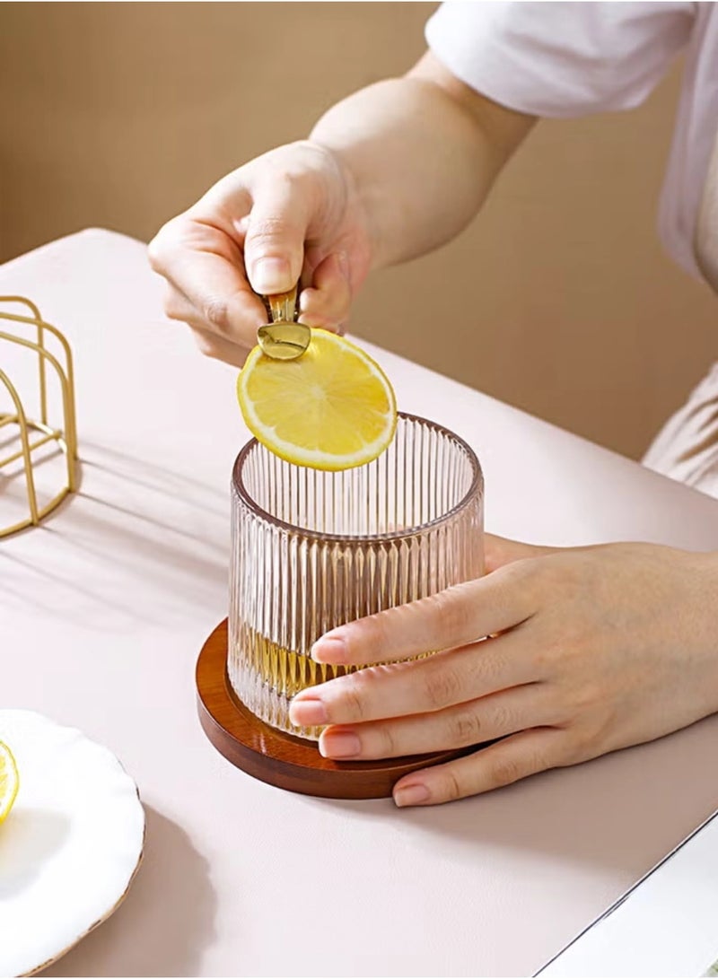 Clear water, fruit juice, drink glass cups, coffee cups, with walnut wood base and a 27cm*17cm coaster, desk mat, mouse pad 3-piece set. - Image 4