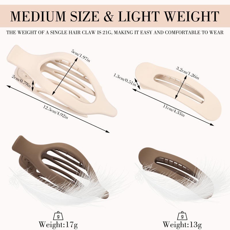 obeoby 8 Pcs Flat Hair Clips, Neutral Color Flat Claw Clips 2 Styles Hair Claws for Women Girls Medium Hair Volume French Hair Barrettes Accessories Easter Basket Stuffers Gifts - Image 2