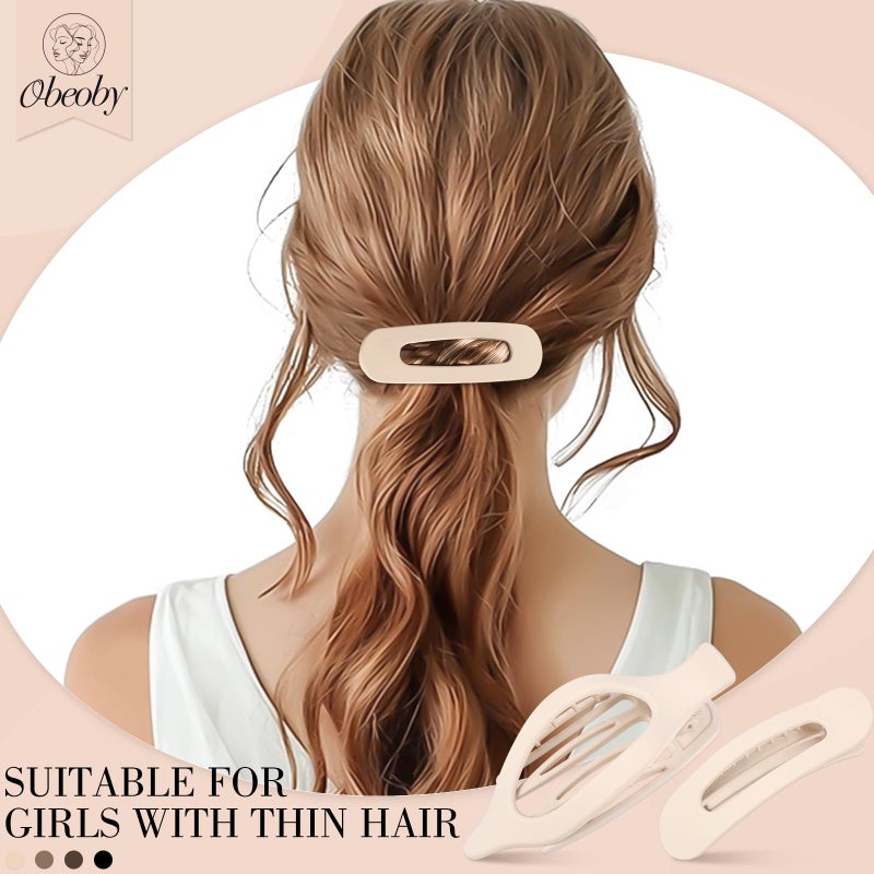 obeoby 8 Pcs Flat Hair Clips, Neutral Color Flat Claw Clips 2 Styles Hair Claws for Women Girls Medium Hair Volume French Hair Barrettes Accessories Easter Basket Stuffers Gifts - Image 4