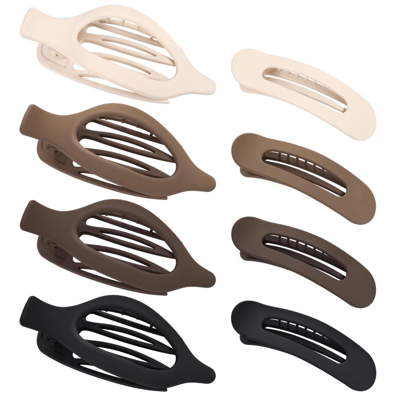 obeoby 8 Pcs Flat Hair Clips, Neutral Color Flat Claw Clips 2 Styles Hair Claws for Women Girls Medium Hair Volume French Hair Barrettes Accessories Easter Basket Stuffers Gifts - Image 1