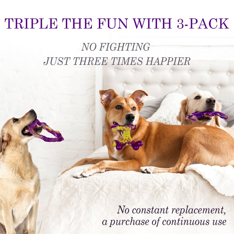 Frienhund Tough Dog Toys for Aggressive Chewers 3 Pack, Indestructible Dog Toy for Large Dogs, Dog Chew Toys to Keep Them Busy, Dog Bones for 15-100lbs Puppy/Medium/Large Breeds, Interactive Dog Toys - Image 3