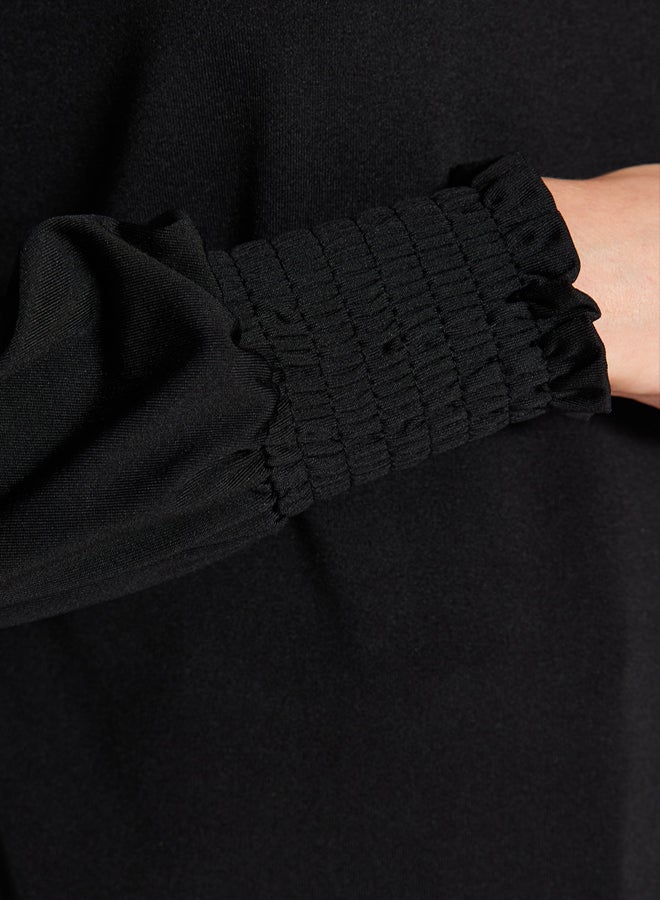 trendyol Black High Collar Regular Fit Gipe Detailed Flexible Knitted Blouse - Image 5