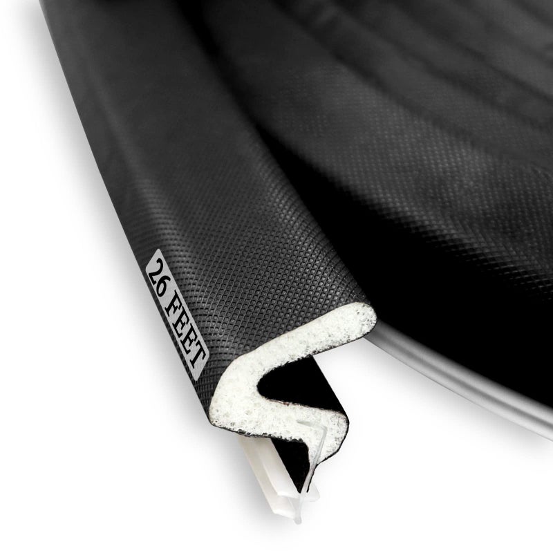 LSGCQ Kerf Weather Stripping Door Seal Strip 26 Ft Q Foam Door Weatherstrip Seal with Slot Card Slot Installation Easy Cut to Size Black