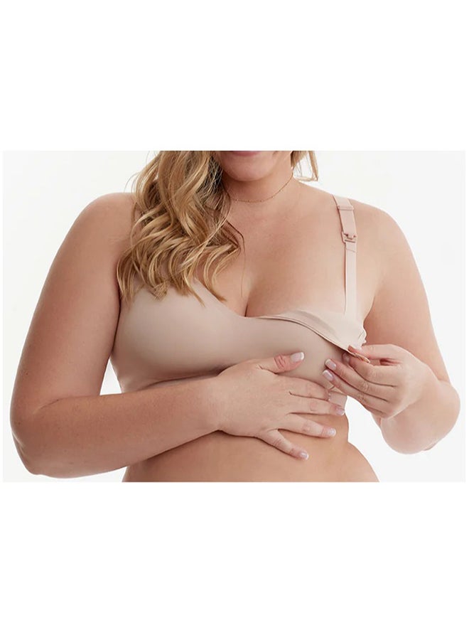 Momcozy Smooth - Ultra Soft And Omni Maternity Nursing Bra - YN21 - Oyster Pink/Beige M  - Image 5