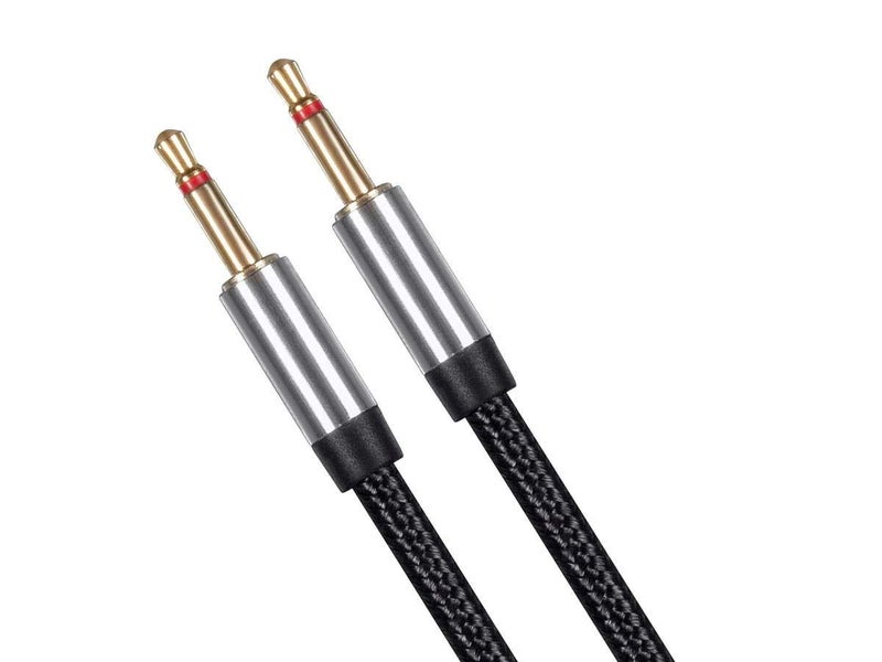 Monoprice Monolith Dual 2.5mm to 3.5mm Headphone Cable - 6 Feet - Black With Braided Auxiliary Audio Cord Works With M1060, M1060C, M565, M565C Black/Silver - Image 3