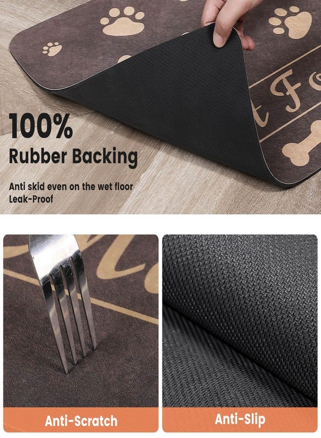 DK177 Pet Feeding Mat-Absorbent Pet Placemat for Food and Water Bowl, with Waterproof Rubber Backing, Quick Dry Water Dispenser Mat for Dog and Cat (24"x16", Brown) - Image 5