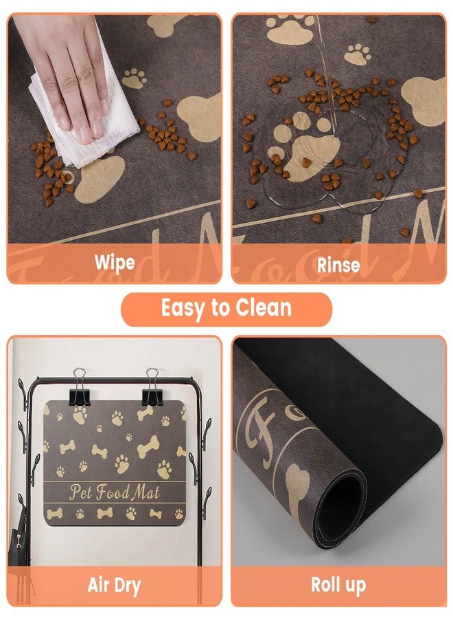 DK177 Pet Feeding Mat-Absorbent Pet Placemat for Food and Water Bowl, with Waterproof Rubber Backing, Quick Dry Water Dispenser Mat for Dog and Cat (24"x16", Brown) - Image 4