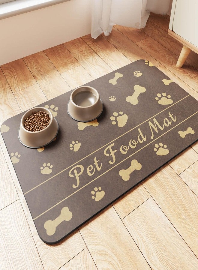 DK177 Pet Feeding Mat-Absorbent Pet Placemat for Food and Water Bowl, with Waterproof Rubber Backing, Quick Dry Water Dispenser Mat for Dog and Cat (24"x16", Brown) - Image 1