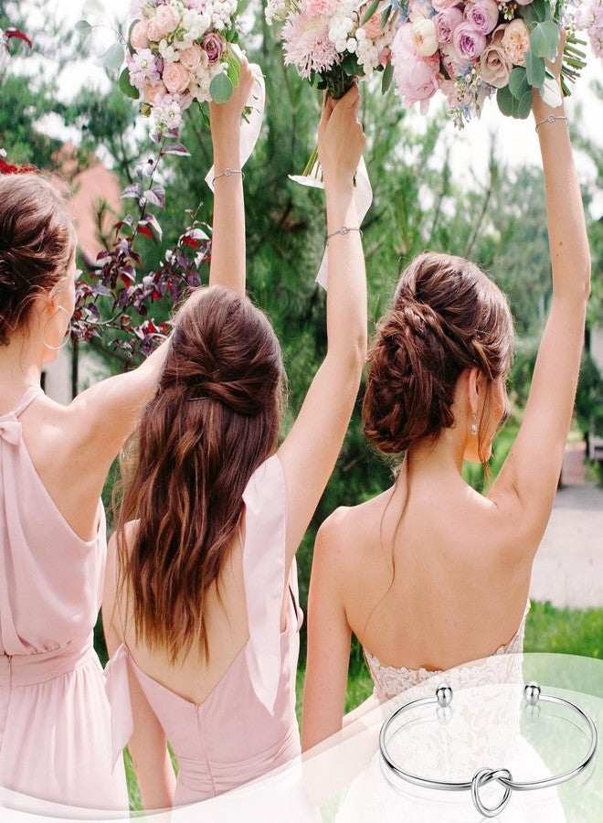 Tondiamo Set of 8 Bridesmaid Bracelet Gifts Bridesmaid Knot Cuff Bangle Bracelets Include I Can't Tie the Knot Without You Gift Cards PU Small Jewelry Bags for Proposal Wedding Bridal Party - Image 5