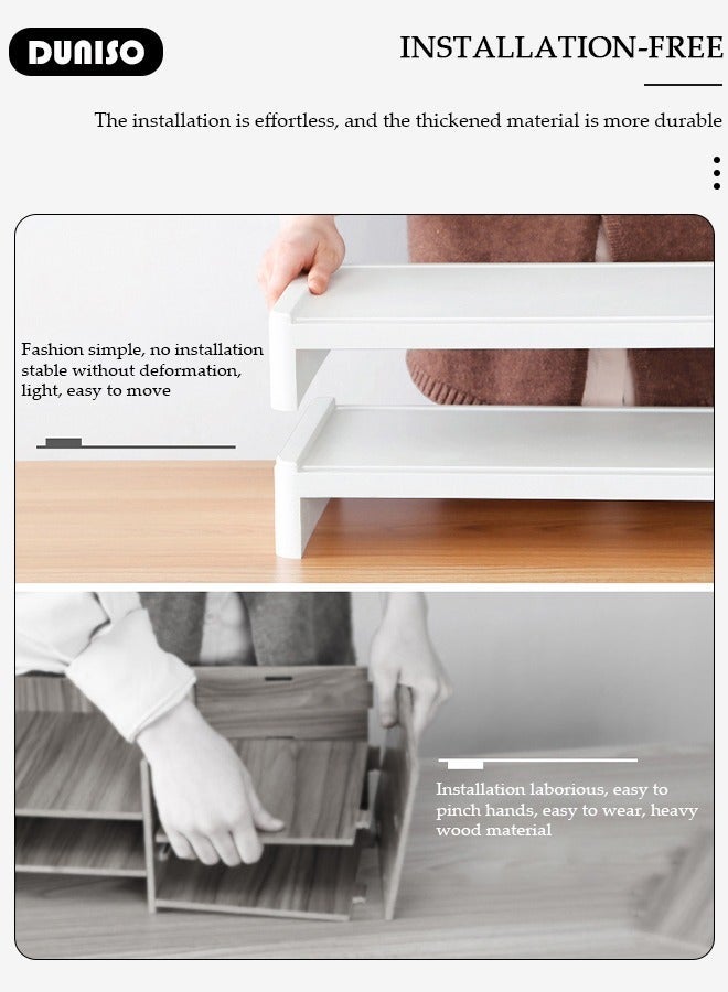 DUNISO 2-Tier Computer Monitor Stand Riser with drawers, Save Space for Home and Office ,Adjustable Desktop Storage Organizer for Computer, Printer and Cellphone,Used in Office and Home - Image 3