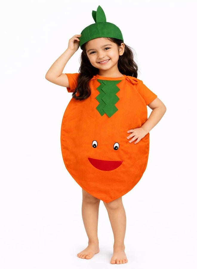 Nic Fruit And Vegetable Fancy Dress Costume For Kids | Fruit Shape Cutout For Childs | Healthy Fruits Dress (Jumpsuit Not Include) (Carrot, 3-4 Years) - Image 1