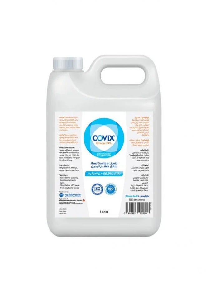 covix - Hand Sanitizer Spray,  Ethyl Alcohol 70%.  5ltr - Image 1