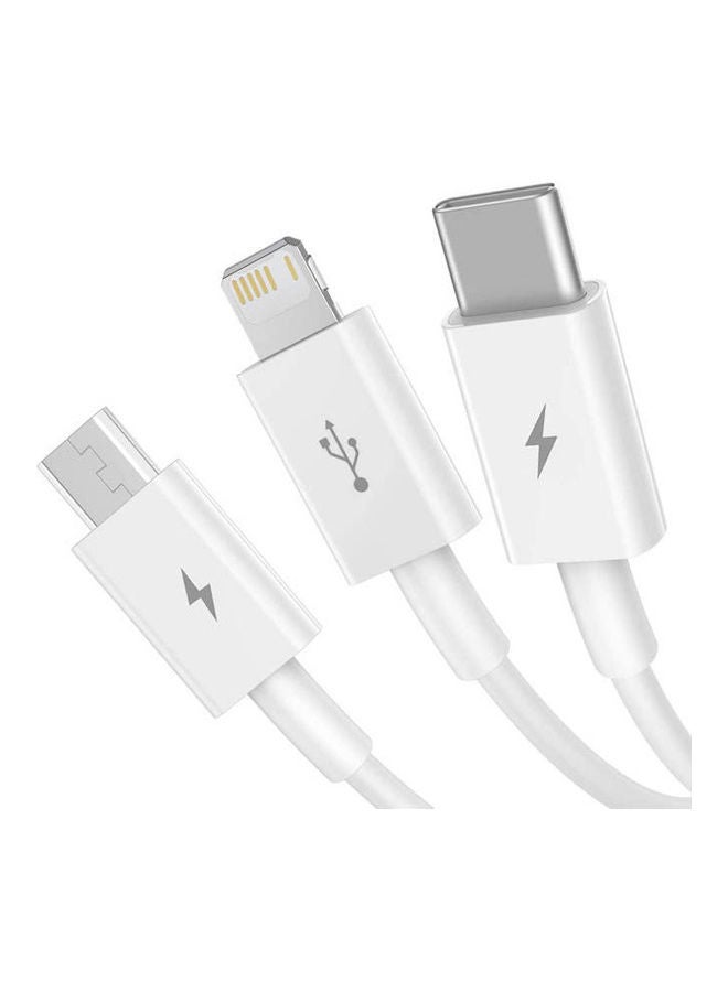 بيسوس كابل لنقل البيانات والشحن السريع من سلسلة سوبريور بمنفذ USB إلى M+L+C بقوة 3.5 أمبير وطول 1.5 متر أبيض - Image 2