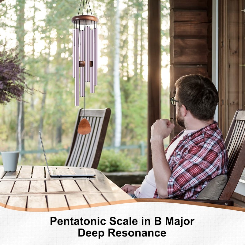 Bursvik Large Aluminium Wind Chimes 37 Inches to Create a Zen Atmosphere Suitable for Outdoor, Garden, Patio Decoration. Classic Wind Chimes with Wind Catcher Suitable as A Gift for Unisex(Purple) - Image 5