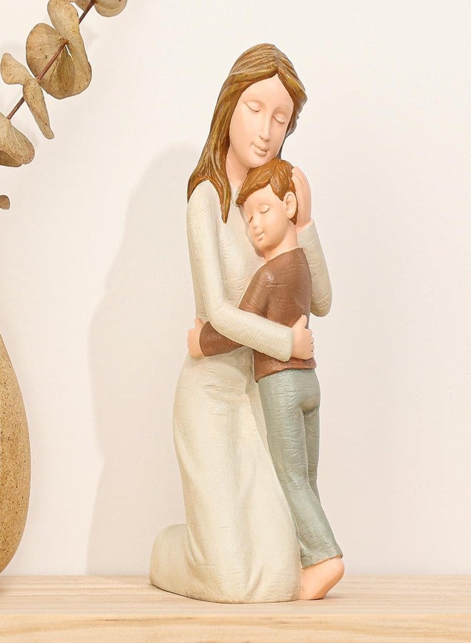 Hensonever Mother and Son Figurines, Sculpted Hand-Painted Mom and Son Statues Gifts for Mother’s Day Anniversary Birthday - Image 4