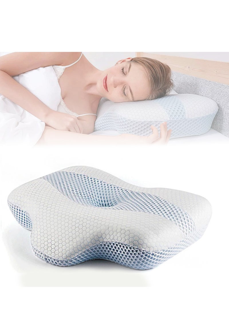 SYOSI Cervical Pillow for Neck Pain Relief, Hollow Design Odorless Memory Foam Neck Pillows with Cooling Case, Ergonomic Head Support Pillow for Sleeping, Contour Support for Side Back Sleepers  - Image 1