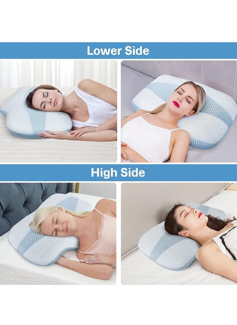 SYOSI Cervical Pillow for Neck Pain Relief, Hollow Design Odorless Memory Foam Neck Pillows with Cooling Case, Ergonomic Head Support Pillow for Sleeping, Contour Support for Side Back Sleepers  - Image 3