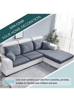 Beauenty Sofa Seat Cushion Covers, Waterproof Sofa Seat Cushion Covers Replacement, Stretch Sofa Cushion Protector for Individual Cushions,Seat Couch Cover for Pets & Kids (Grey,Large-3-Seater)  - Image 2
