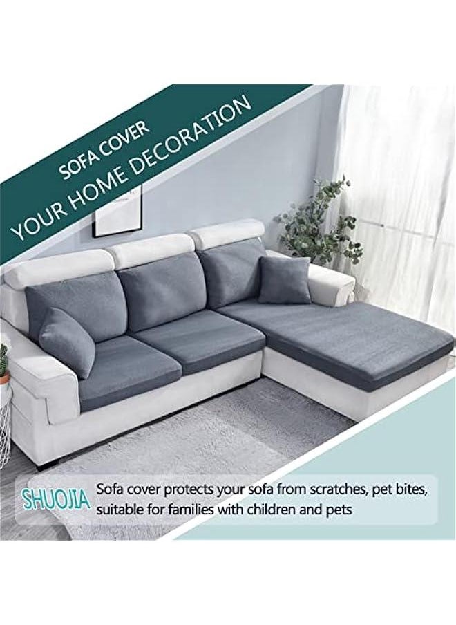Beauenty Sofa Seat Cushion Covers, Waterproof Sofa Seat Cushion Covers Replacement, Stretch Sofa Cushion Protector for Individual Cushions,Seat Couch Cover for Pets & Kids (Grey,Large-3-Seater)  - Image 2