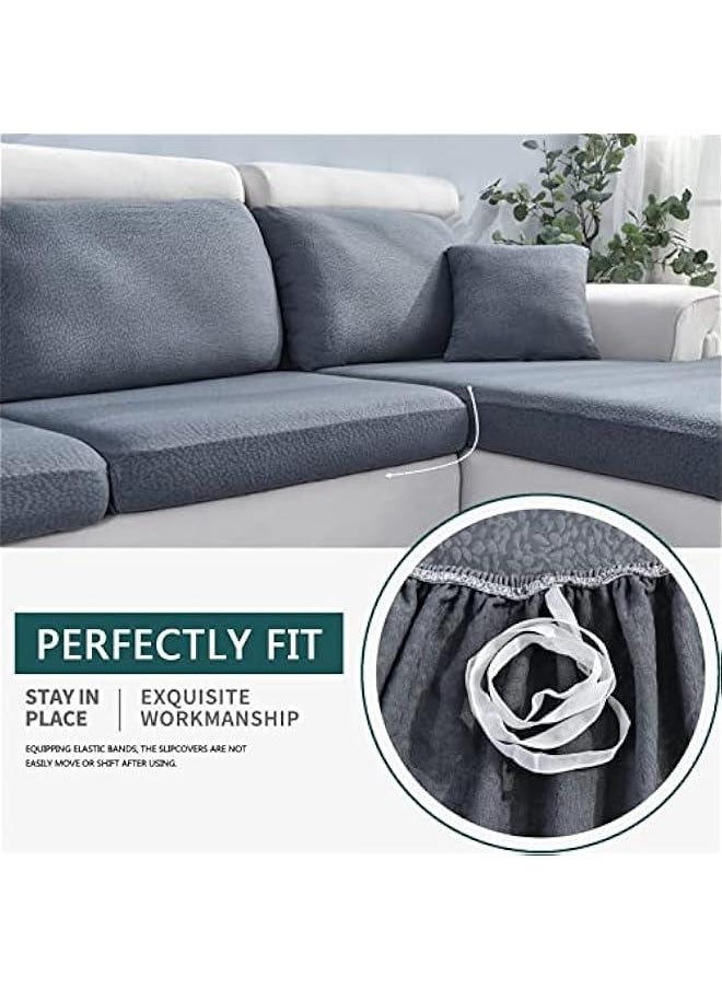Beauenty Sofa Seat Cushion Covers, Waterproof Sofa Seat Cushion Covers Replacement, Stretch Sofa Cushion Protector for Individual Cushions,Seat Couch Cover for Pets & Kids (Grey,Large-3-Seater)  - Image 5