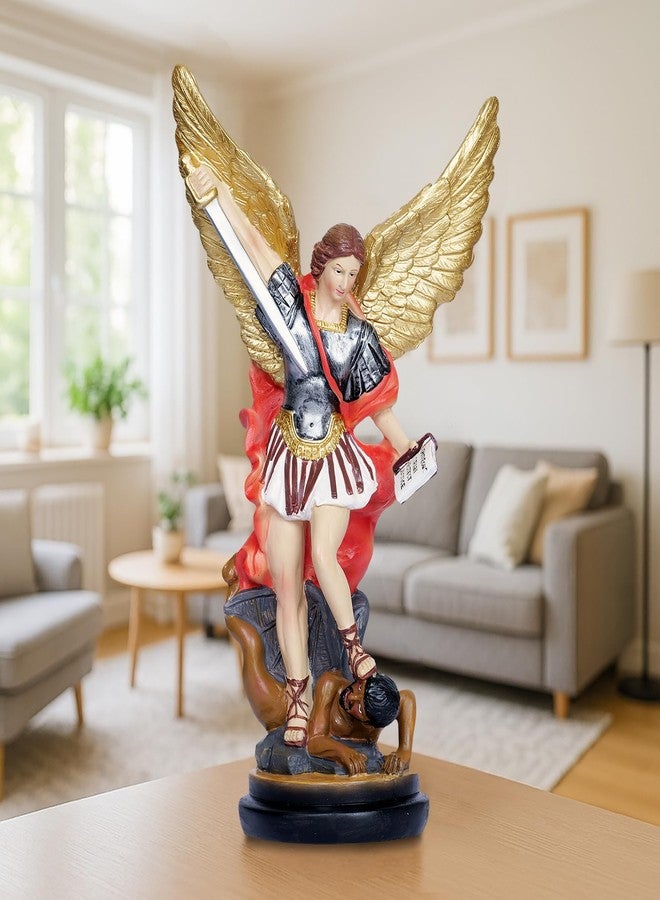 Dlfghos 12.2in St Michael Archangel Statue San Miguel Arcangel Statue Saint Michael Defeating Satan Angel Statues Collection Figurines Bronze st.Archangel Sculpture - Image 2