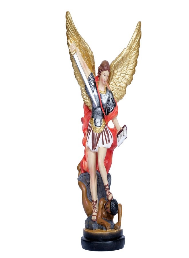 Dlfghos 12.2in St Michael Archangel Statue San Miguel Arcangel Statue Saint Michael Defeating Satan Angel Statues Collection Figurines Bronze st.Archangel Sculpture - Image 1