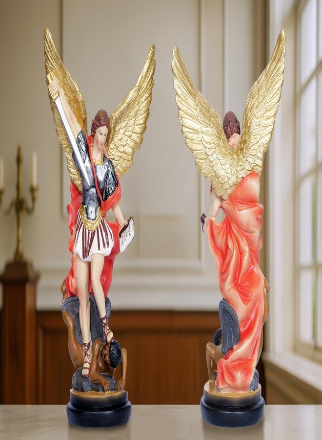 Dlfghos 12.2in St Michael Archangel Statue San Miguel Arcangel Statue Saint Michael Defeating Satan Angel Statues Collection Figurines Bronze st.Archangel Sculpture - Image 4