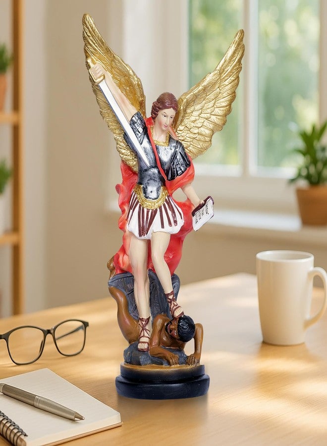 Dlfghos 12.2in St Michael Archangel Statue San Miguel Arcangel Statue Saint Michael Defeating Satan Angel Statues Collection Figurines Bronze st.Archangel Sculpture - Image 3