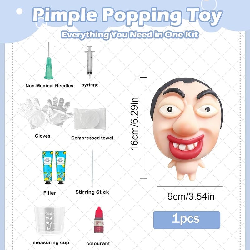 CIYOJA Pimple Popping Toy Squishy Toys Stress Relief Squeeze Toy – Large Reusable Silicone Pimple Popper Fidget Toy Set Soft Sensory Toy for Adults ASMR Satisfying Play Includes 2 Filling Creams (ChompFace) - Image 4