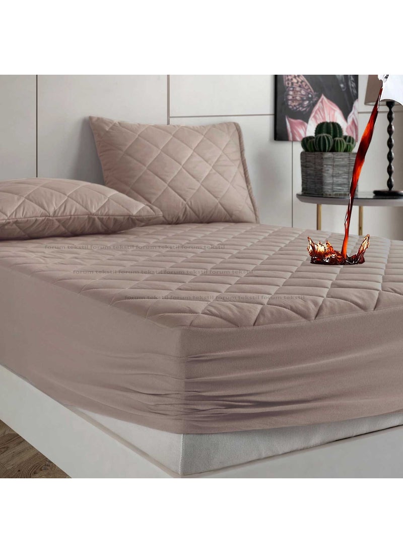 Formeya Pamukkale Mattresses Set Brown 100% Cotton Quilted Liquid-Proof Mattresses and Pillow Protector Set  - Image 1