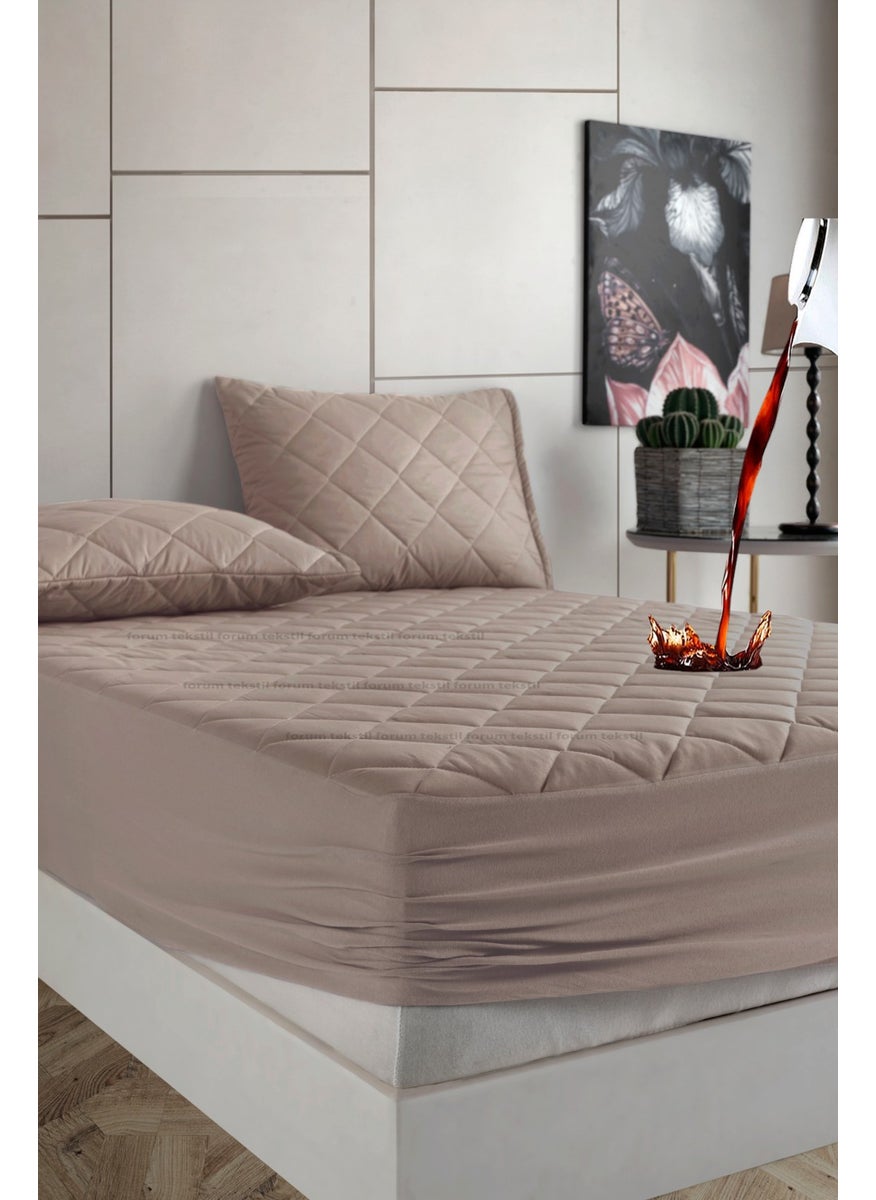 Formeya Pamukkale Mattresses Set Brown 100% Cotton Quilted Liquid-Proof Mattresses and Pillow Protector Set  - Image 2