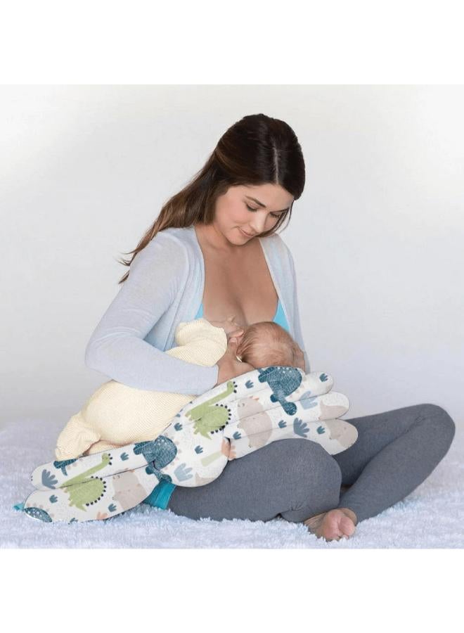 Mamas Gift وسادة الفراشة هدية ماما - دعم رضاعة قابل للتعديل مع 3 مستويات ارتفاع لوضعية تغذية مثالية. يقلل من إجهاد الظهر والرقبة والكتف. مدمجة وقابلة للطي ومثالية للسفر. - Image 4