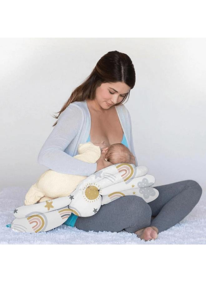 Mamas Gift وسادة الفراشة هدية ماما - دعم رضاعة قابل للتعديل مع 3 مستويات ارتفاع لوضعية تغذية مثالية. يقلل من إجهاد الظهر والرقبة والكتف. مدمجة وقابلة للطي ومثالية للسفر. - Image 3