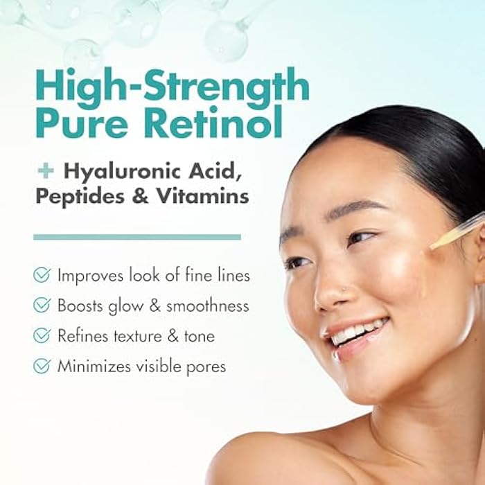 Ebanel Retinol Serum for Face with Vitamin C, Peptides & Hyaluronic Acid, Anti Aging Face Serum for Fine Lines, Uneven Skin Tone, Dark Spots & Texture, Pore Minimizer with Resveratrol & Niacinamide - Image 2