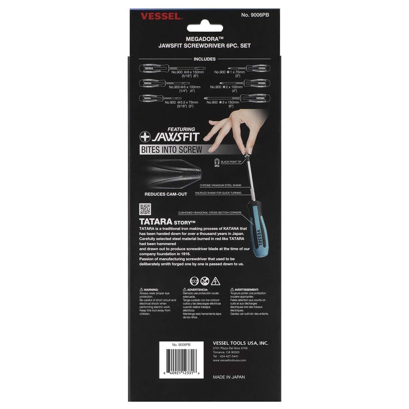 Vessel Megadora Screwdriver Set 6Pcs. 9006Pb (Paper Box) - Image 5