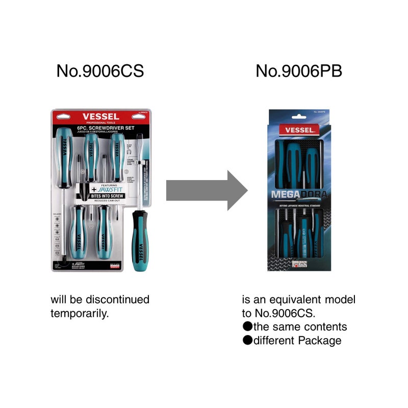 Vessel Megadora Screwdriver Set 6Pcs. 9006Pb (Paper Box) - Image 3