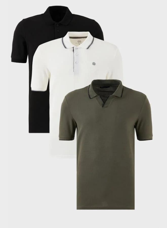 بوراتي تيشيرت بولو قطن رجالي بياقة عادية عبوة من  قطع