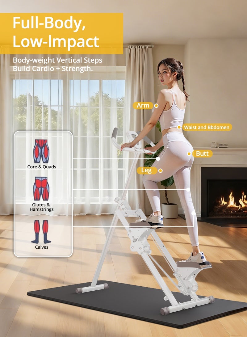 جهاز ستيبر للتمرين المنزلي، جهاز ستيبر للسلالم قابل للتعديل مع شاشة LCD، ارتفاع 6 مستويات، دواسات مضادة للانزلاق، سعة 300 كجم، متسلق عمودي صغير الحجم للياقة البدنية لكامل الجسم - Image 3