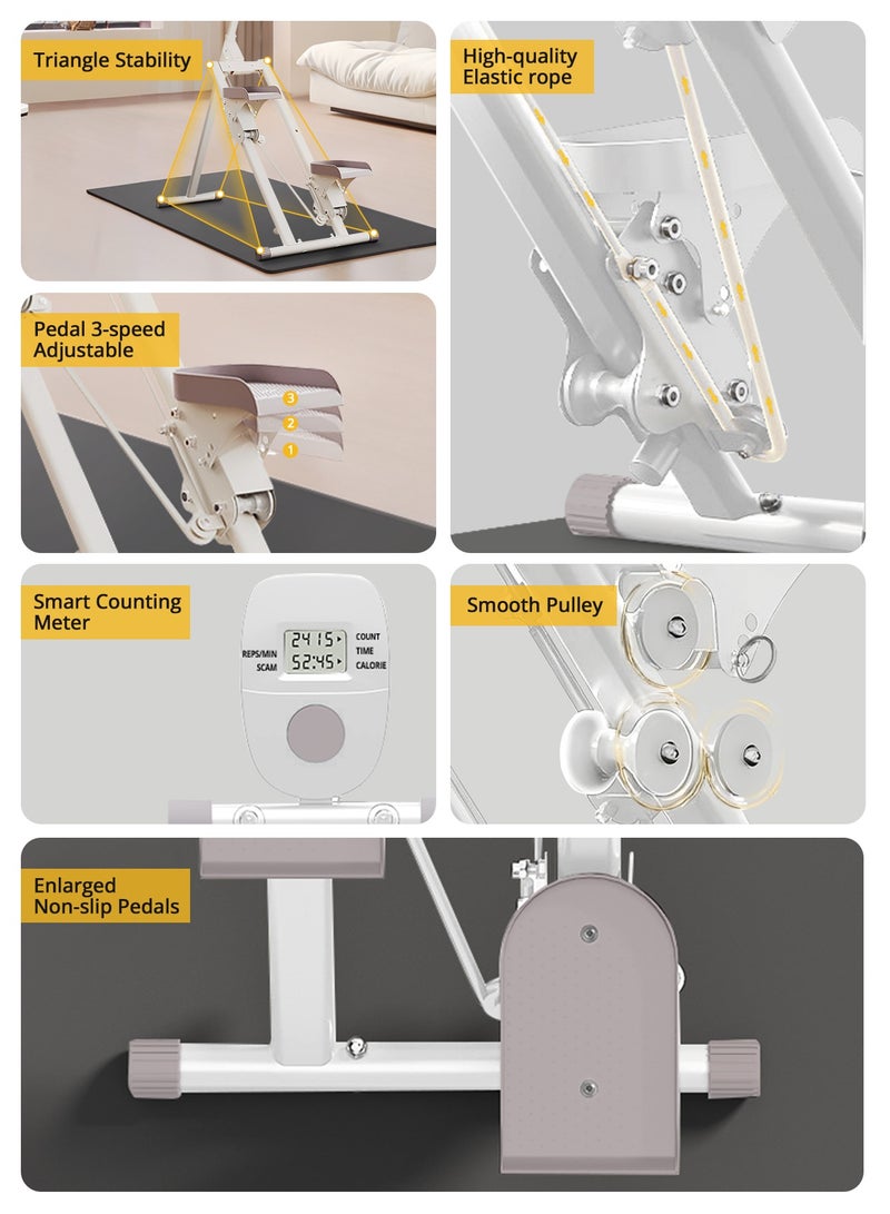 جهاز ستيبر للتمرين المنزلي، جهاز ستيبر للسلالم قابل للتعديل مع شاشة LCD، ارتفاع 6 مستويات، دواسات مضادة للانزلاق، سعة 300 كجم، متسلق عمودي صغير الحجم للياقة البدنية لكامل الجسم - Image 4