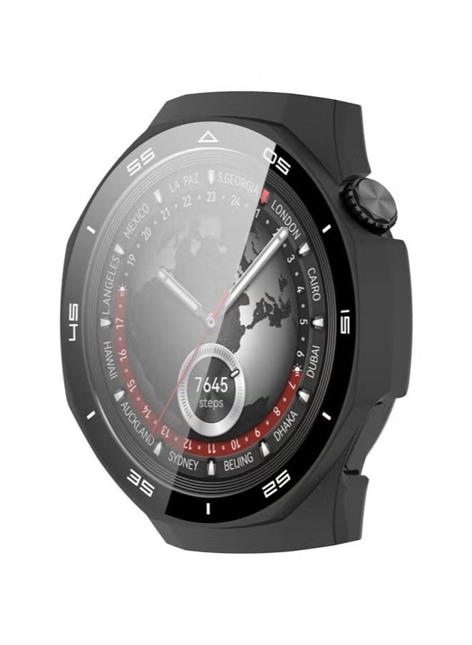 Huawei Watch GT5 46mm Pro Watch Hard PC Case with Tempered Glass Screen Protector Compatible with Bumper Guard Protective Cover Touch Sensitive Film(Black) - Image 2