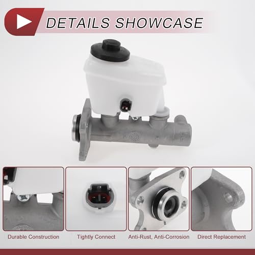HEROFFIX Brake Master Cylinder with Reservoir No.472013D141 for Toyota Hilux 1988-1997 Hydraulic Master Cylinder Silver Tone,White Aluminum Alloy,Plastic 1 Pc - Image 4
