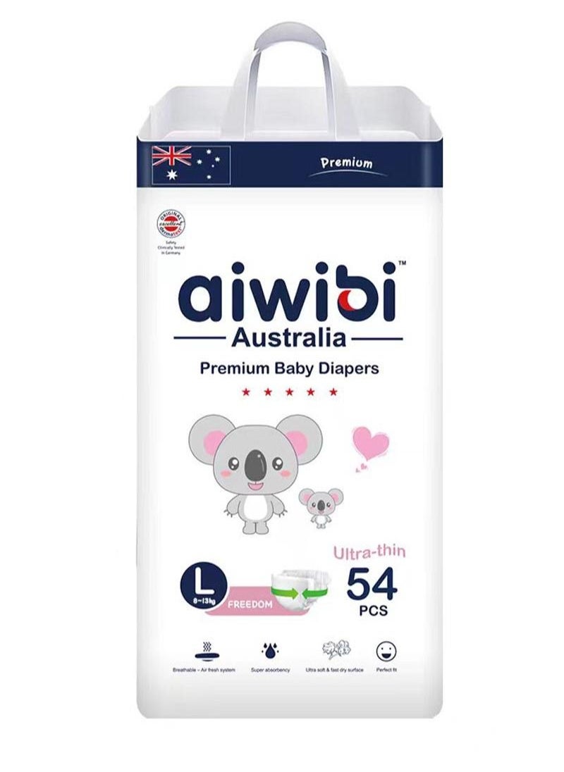 Aiwibi Aiwibi Premium Baby Diaper,Size L 8-13KG 54 Pieces UAE | Dubai ...