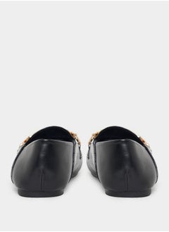 Styli Metallic Chain Accent Textured Loafers  - Image 3
