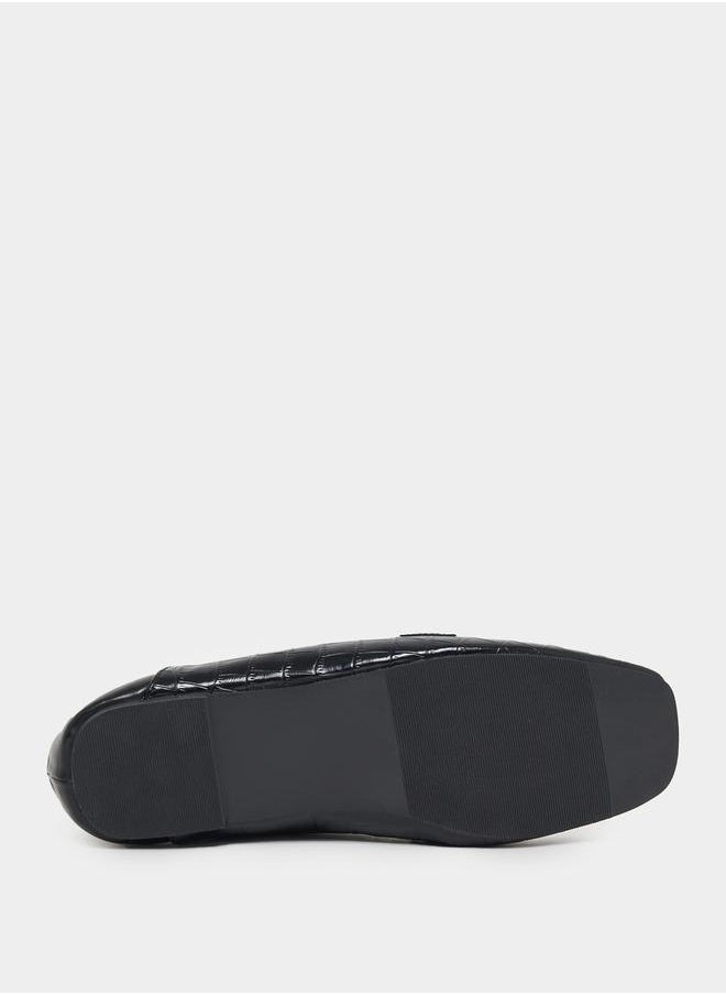 Styli - Metallic Chain Accent Textured Loafers - Image 1