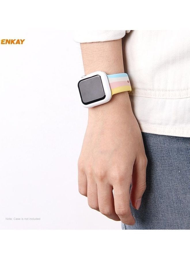 NIBEMINENT Replacement Strap With Screen Protector For Apple Watch Series 6/SE/5/4 44mm Multicolour - Image 5