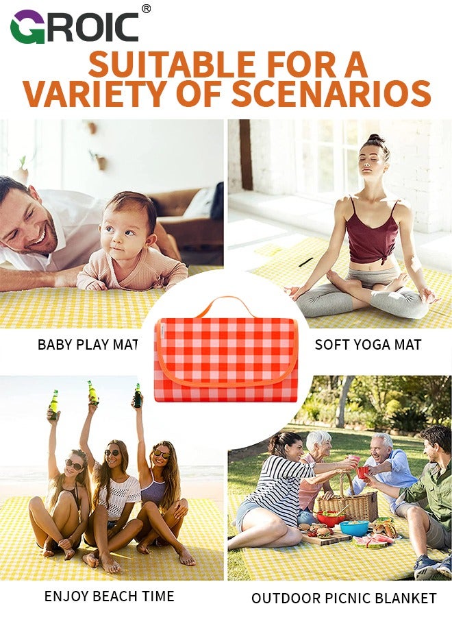 GROIC Picnic Blanket Extra Large Waterproof, 200×200cm Waterproof Foldable Blanket, Portable Picnic Mat, Camping Grass Picnic Blanket for 8 Adults Outdoor Picnic Mat, Camping Outdoor Activities Supplies - Image 4