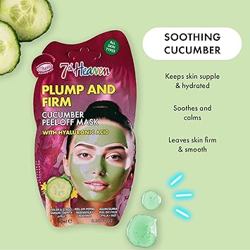 7th Heaven Cucumber Peel Off Face Mask with Hyaluronic Acid Plump and Firm All Skin Types - Image 4