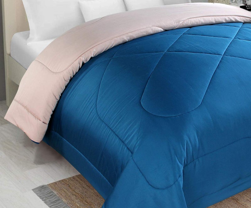 VYBBA Premium Comforter || Microfiber Reversible AC Comforter/Blanket for Winter/Quilt/Duvet, Single Bed King Size (Sandy Beige and Deep Teal 200 GSM) - Image 1