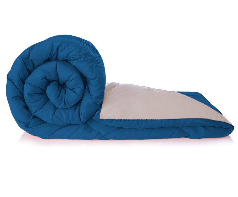 VYBBA Premium Comforter || Microfiber Reversible AC Comforter/Blanket for Winter/Quilt/Duvet, Single Bed King Size (Sandy Beige and Deep Teal 200 GSM) - Image 2