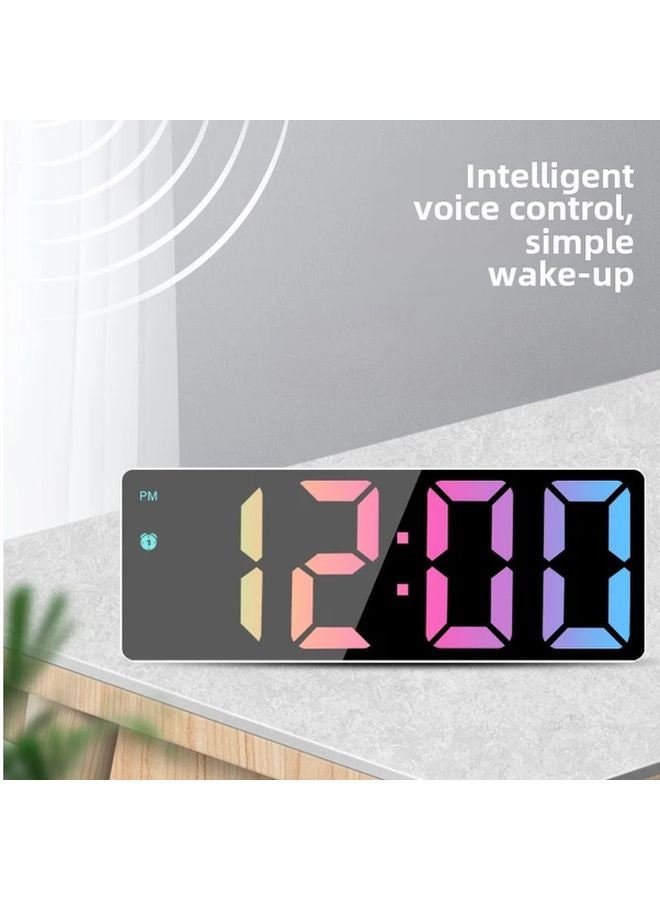 White LED Alarm Clock World Time Date Temperature Display Dual Mode Snooze - Image 2